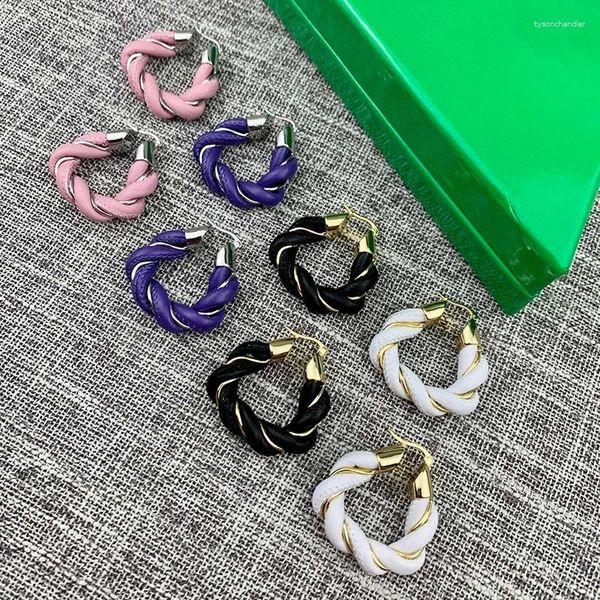 Ohrstecker Marke Mode Party Schmuck Frauen Gold Farbe Big Hoop Leder Rosa Blau Schwarz Weiß Runde Trendiges Design