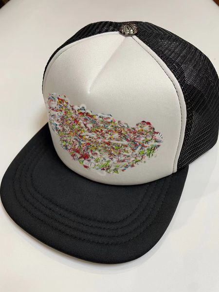 Chapéu de designer onda curva chapéu casual viseira padrão florido preto senhoras chapéu malha boné de beisebol hip hop chapéu snapbacks
