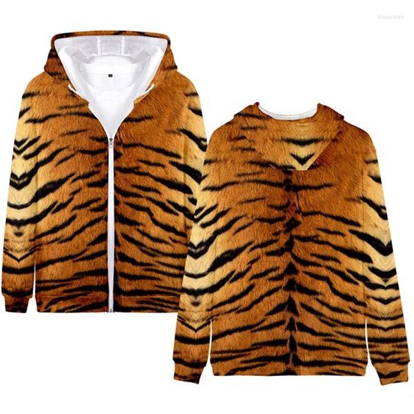 Felpe con cappuccio da uomo Moda Primavera Autunno Pelle di tigre animale Felpe con stampa 3D all over Giacca casual unisex Cappotto streetwear