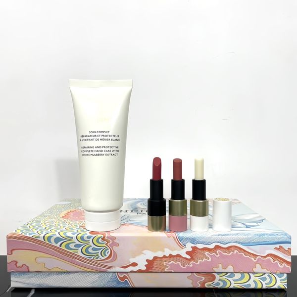 Weihnachts-Make-up-Set H Brand Makeup Sets 4-in-1-Make-up-Set, weiße Maulbeer-Handcreme, Make-up-Flecken-Lippenstift, NO21-Serie, Lip Blam ROSE A LEVRESEMB ELUSSEUR NATURE