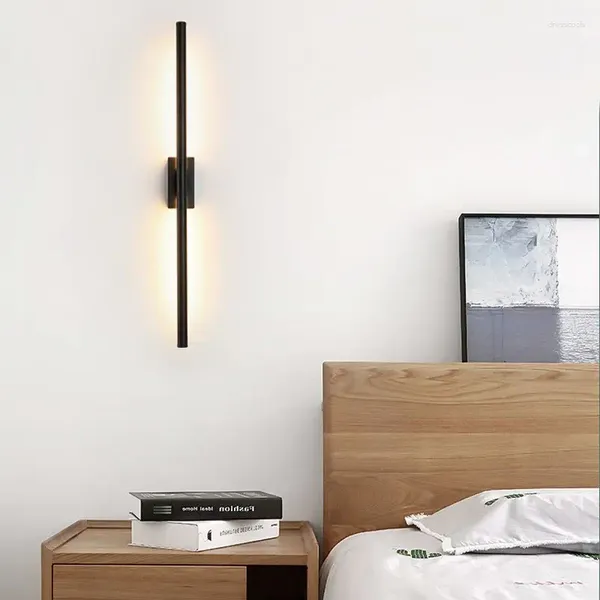 Lâmpada de parede Nordic Minimalista Long Strip Light Luxo Sala de estar Fundo Quarto Cabeceira El Corredor Luzes LED