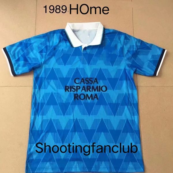 Retro Lazios 5A+Top 14/15 1989 Lazi Ev Klasik Vintage Hatıra Futbol Futbol Forma Futbol T Shirt Mavi Üniforma Acele Nakliye Çekim Fan Kulübü