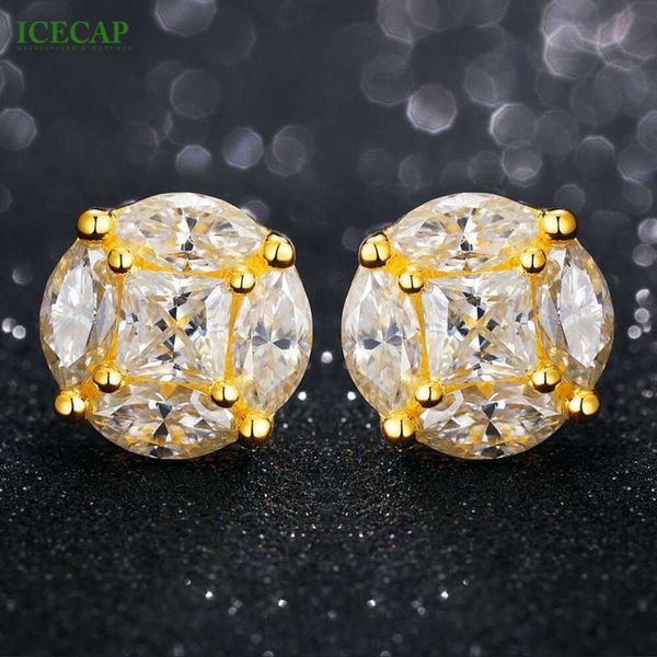 Ultimi disegni Orecchini di gioielleria raffinata per donna Placcato in oro giallo Regalo per feste Trendy Stud Vvs Moissanite