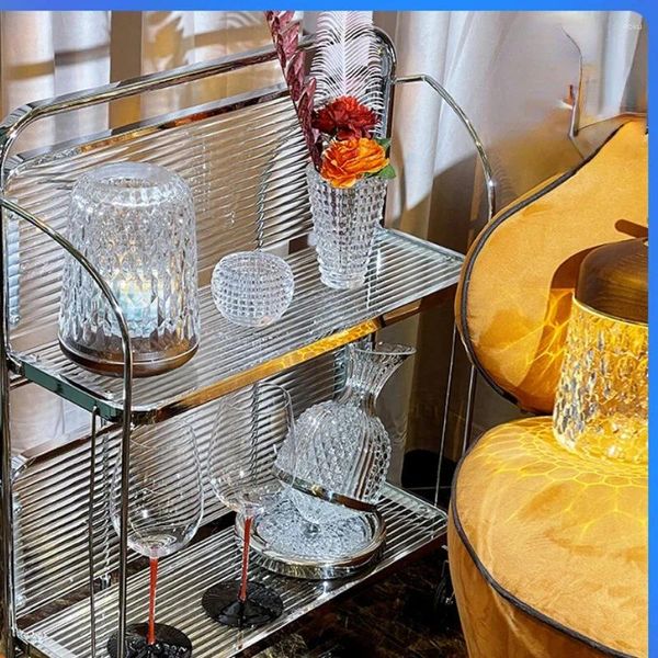 Küche Lagerung Glas Antik Silber Trolley Ecke Beistelltisch Wohnzimmer Metall Mobile Rack Internet Celebrity Ins Stil Esszimmer Auto