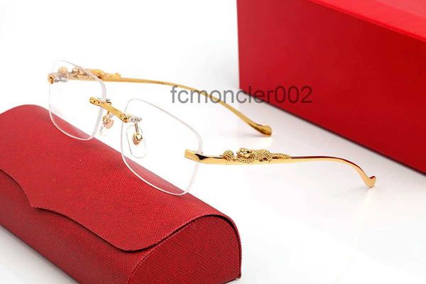 Occhiali da sole firmati da donna Occhiali da sole Carti in corno di bufalo vintage Pantera Gambe in metallo argento oro Occhiali da sole senza montatura Occhiali da viaggio Lunette CZ3A