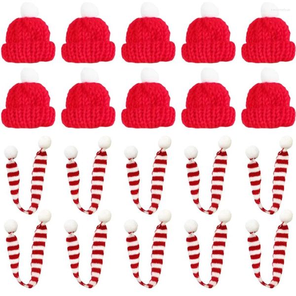 Parti Dekorasyonu Noel Minyatür Noel Baba Şapka Eşarp Şişeleri Dekor Yün Kap Bebek DIY El Yapımı Cep Telefon Kılıfı