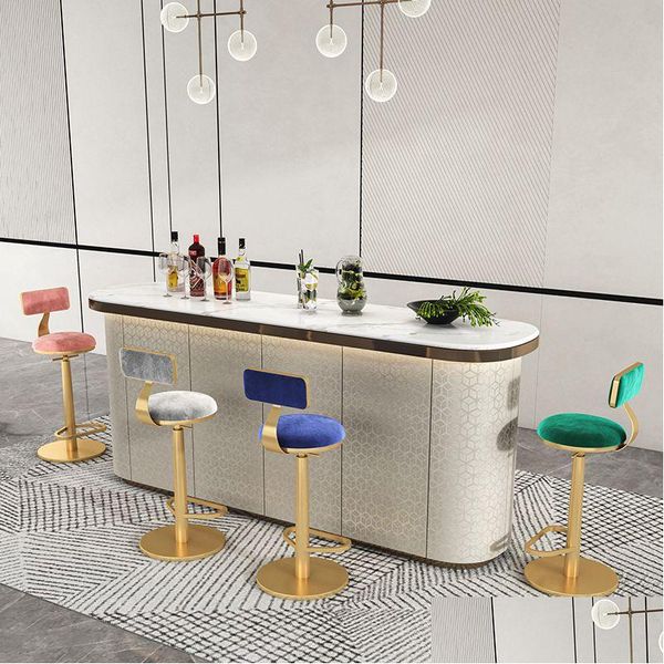 Mobili per soggiorno Sgabelli da bar Seggioloni sollevabili Lightluxury Ferro Spin Schienale Sedia Front Desk Controsgabello Home Regolabile159T D Dho9J