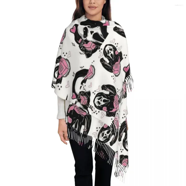 Schals Ghost Scream Goth Pink Halloween-Schal für Damen, warme Winter-Kaschmirschals und Wickel, gruseliger langer Schal, Alltagskleidung