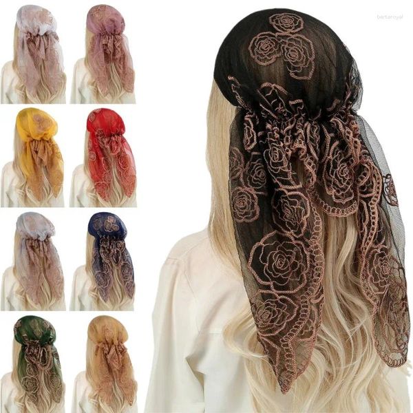 Schals Mode Spitze Blumen Stretch Turban Kappen Für Frauen Afrikanische Luxus Party Kopfbedeckung Muslimischen Inneren Hijab Hut Strand Headwraps Bonnets