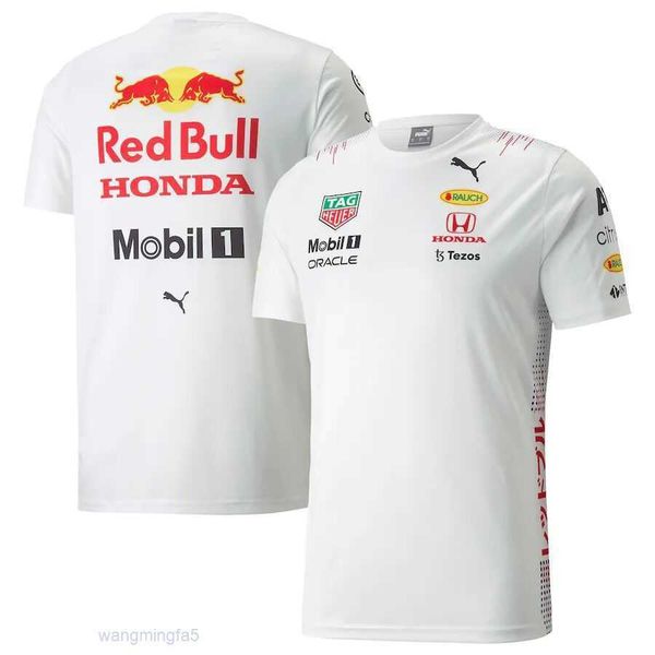 Camisetas masculinas ao ar livre novo f1 fórmula um terno de corrida branco manga curta verstappen edição especial equipe q60a