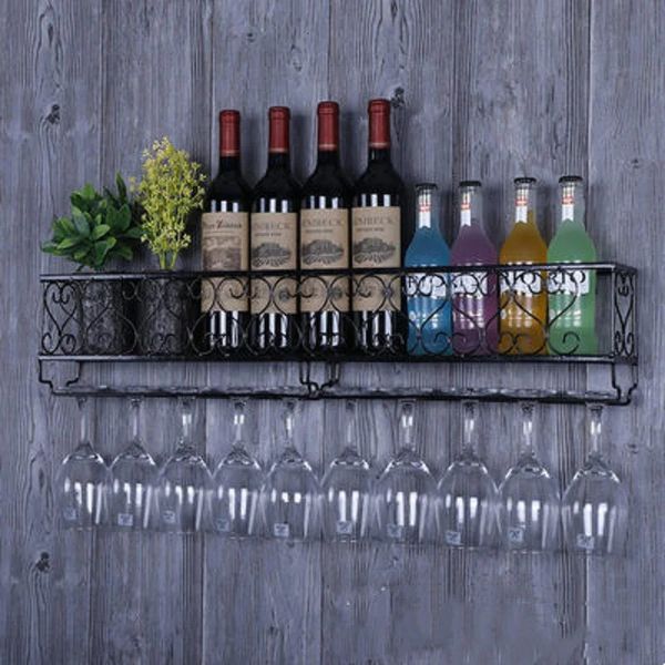 Masa üstü şarap rafları duvara monte demir raf şişesi şampanya cam tutucu raflar bar ev parti ışığı ve güçlü dayanıklı benzersiz tasarım dekor 231206