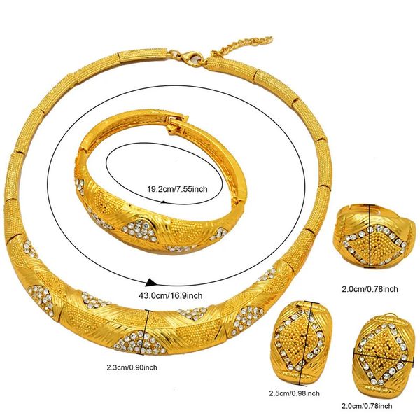 Наборы свадебных украшений Королевство Ма Индия Ожерелье Серьги Кольцо Браслет Для Женщин Подарок Африканские Свадебные Подарки Золотой Цвет Большой Набор 231207