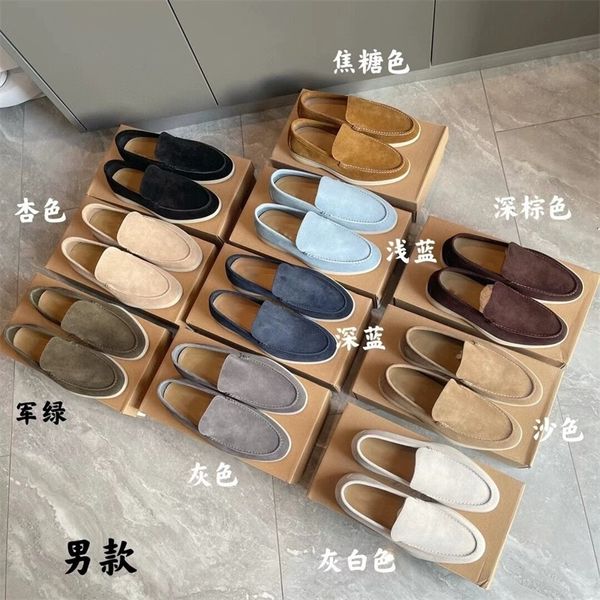 Loro pias loafers tasarımcı ayakkabıları loro erkek kadın loafers düz düşük üst süet inek deri oxfords sıradan ayakkabılar mokasenler loafer slip spor ayakkabılar elbise ayakkabı 35-45