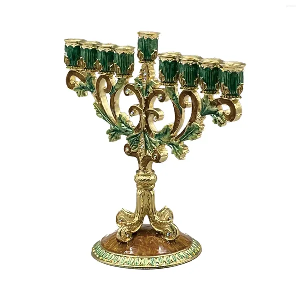 Candelabros porta-velas com 9 ramos projetados antigos Hanukkah Menorah