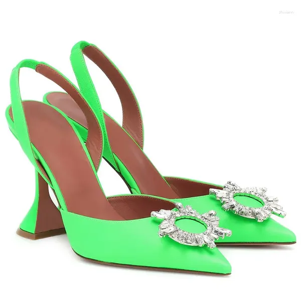 Sandalet kristalleri kadınlar geri strappy rhinestone bayanlar ayakkabı sivri ayak parmağı tacones para mujer şarap cam yüksek topuk sapatos feminino