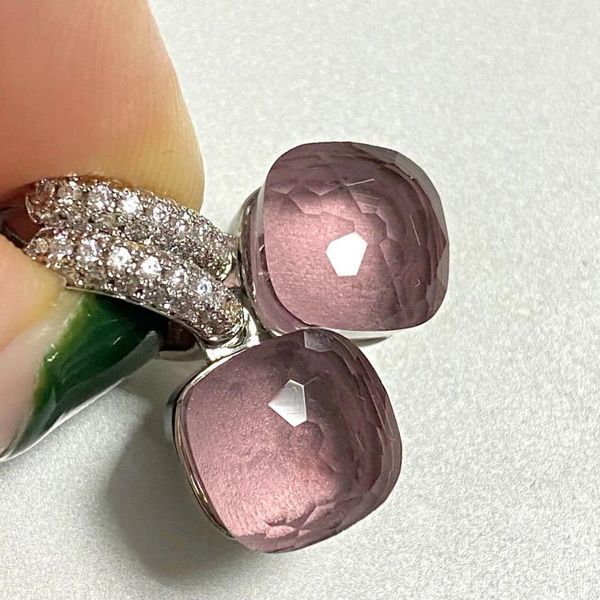 Orecchini pendenti KAISQJEW 10,6 mm color caramello intarsiato trasparente zircone cristallo placcato platino gioielli di moda per le donne