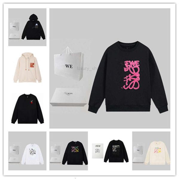 Erkek Hoodies Sweatshirts Loewe FW Sonbahar Kış Kadın Lüks Gökkuşağı Desen Tasarımcı Sokak Uzun Kollu Nakış Loewee Loewes Man Lux