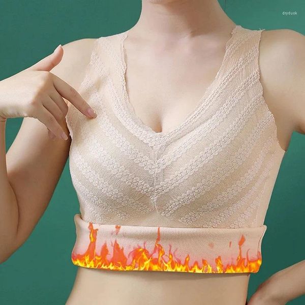 Camisoles tanques engrossado colete de veludo roupa interior quente feminino tanque térmico sem costura sutiãs acessórios de outono íntimos femininos