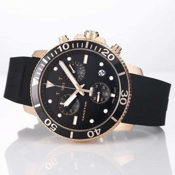 5A Tisot Uhr Seastar 1000 Chronograph Quarzwerk Kautschukarmband Schweizer Automatik-Armbanduhr Rabatt Designeruhren für Männer Frauen 23.11.30 Fendave