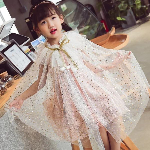 Giacche Estate Ragazze Vestono Blazer Scialle per bambini Abbigliamento da spiaggia per bambini Giacca da principessa Mantello Chiffon Tulle Cappotto con paillettes Mantella da boutique