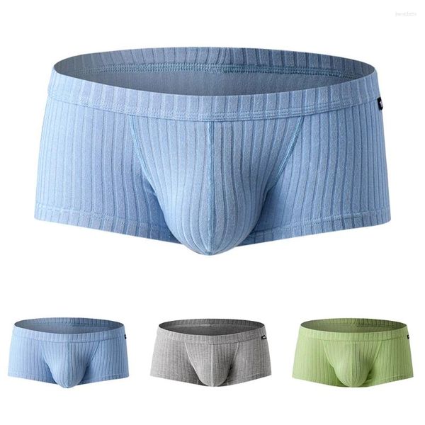 Cuecas shorts u convexo grande bolsa mens boxer tronco underpant melhorando escroto bulge cintura baixa suor respirável liso elástico
