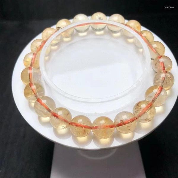 Bracelets à maillons en perles de Citrine naturelle de 9mm, breloque en Quartz jaune, Fine, mode romantique, cadeau de noël pour femmes et hommes