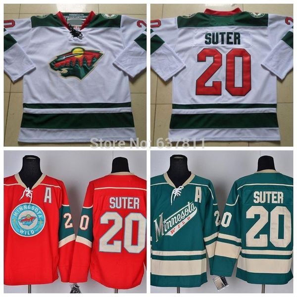 2016 neue, günstige Herren S 2013 Minnesota Wild Hockey-Trikots Farbe Grün #20 Ryan Suter Drittes authentisches Ed-Trikot Größe 4
