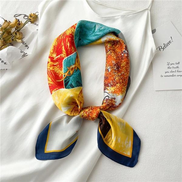 Sciarpe 70/70cm Sciarpa di seta in raso per le donne Modello animale Fazzoletto da collo di lusso femminile Foulard Hijab Handana Scialle Accessori per capelli