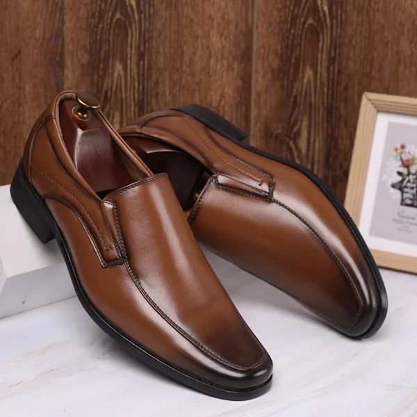 Business Men Classic S Fashion Slip Formal Wedding Slip no escritório Oxford for Mens Dress Shoes Fahi Dre Sapato
