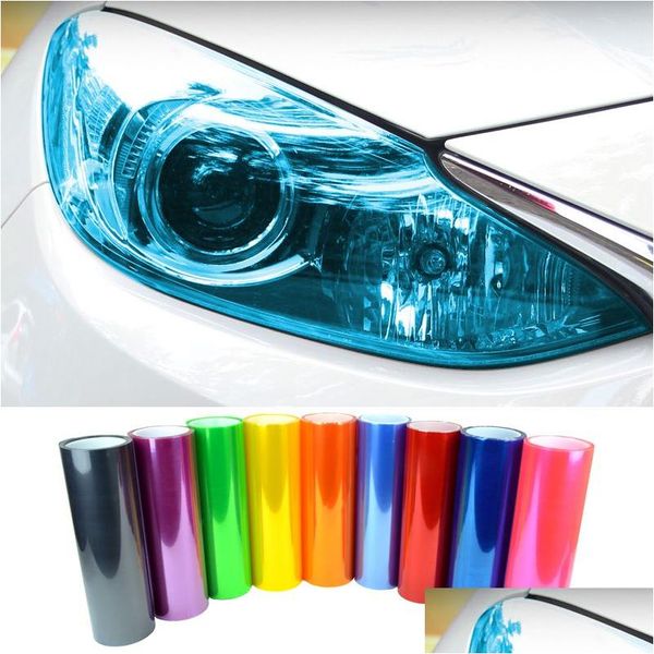 Adesivi per auto Styling Nuovi 13 colori 12X40 30Cmx100Cm Faro leggero Fanale posteriore Tinta Pellicola vinilica impermeabile Adesivo Consegna drop Auto Otz8B