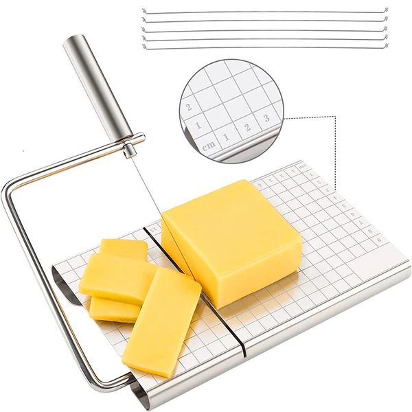 Utensili per formaggio LMETJMA Affettatrici per formaggio con filo per formaggio a blocchi Tagliere per formaggio regolabile con 5 fili di ricambio Scala precisa JT53 231206