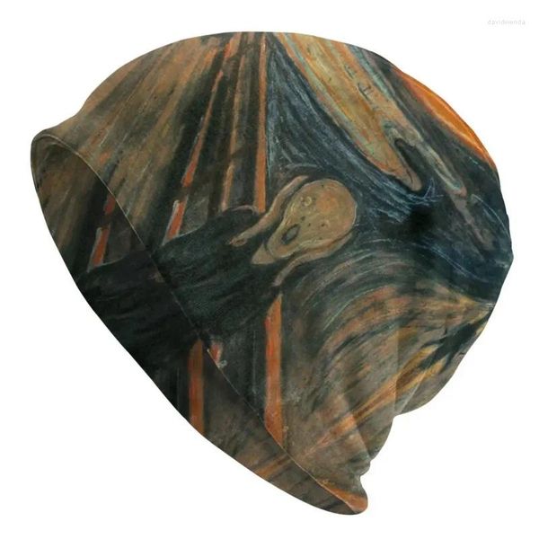 Beretti The Scream di Edvard Munch Beanie Bonnet Cappelli a maglia da lavoro da donna da donna Famome olio dipinto inverno cranio caldi berretti berretti per sci per sci