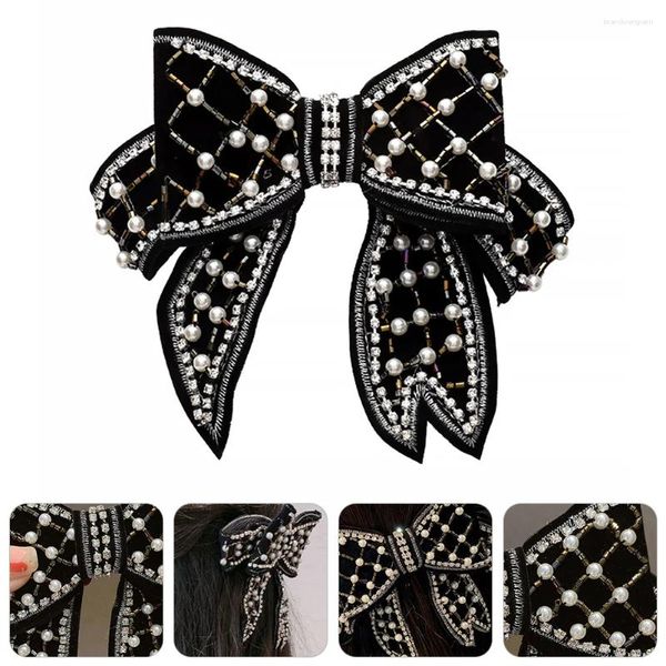 Colar brincos conjunto arco clipe pérola tiara criativo feminino hairpin requintado cocar acessórios feminino tecido ao ar livre estilo único bowknot