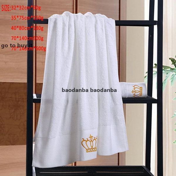 Conjunto de toalhas de banho de algodão branco com coroa imperial bordada, toalhas de banho para adultos, toalha de mão absorvente 13