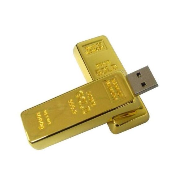 Diğer Drives Storage Orijinal Metal Altın USB Flash 32GB 64GB 128GB 16GB USB20 Kalem Sürücü Bellek Stick5196052 Bırak Teslimat Bilgisayarları DH6Y8
