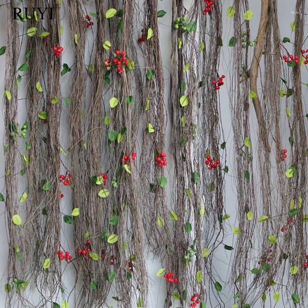 Dekorative Blumen Künstliche Banyan Tree Vine Whiskers Kunststoff Gefälschte tote Blume Rattan Bart Pflanzen Kranz Hausgarten Wand Hängen Hochzeit