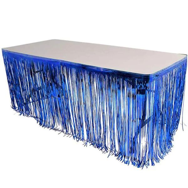 Saia de mesa Saia de mesa Cortinas de franjas de folha azul ouro rosa brilhante enfeite metálico para festas de aniversário reuniões de férias decorações de casamento 231207