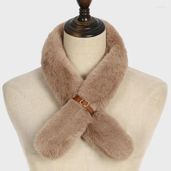 Schals 2023 Herbst und Winter Nerzwolle-ähnliche schmale Version Monochromer Lederringschal Plüsch All-Matching Fashion Fur Bandana