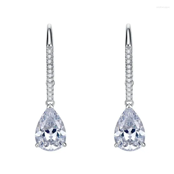 Orecchini a bottone 2023 S925 Argento sterling 7 10 A forma di pera Personalità semplice Zircone Diamanti ad alto tenore di carbonio importati