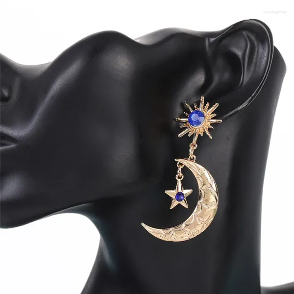 Baumelnde Ohrringe 2023 Romantische Sterne Mond Frauen Tropfen Brillante Lila Farbe Kubikzircon Cocktail Party Weibliche Modeschmuck