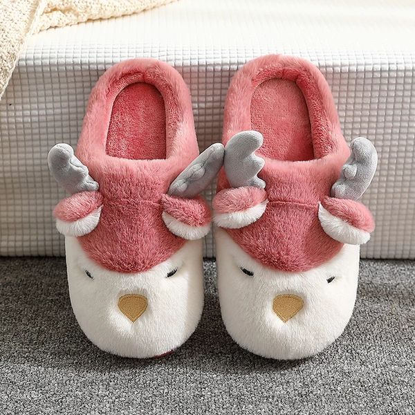 Pantofole Coppia Donna Inverno Pantofole da casa Natale Cartone animato Renna Antiscivolo Morbido Caldo Uomo Scarpe da casa Camera da letto interna Calzature da pavimento 231206