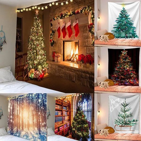 Tapeçarias de Natal fundo árvore de Natal Tapeçaria de parede Hippie Tapeçarias de parede Bohemian Wall Art Decor tap825 231207