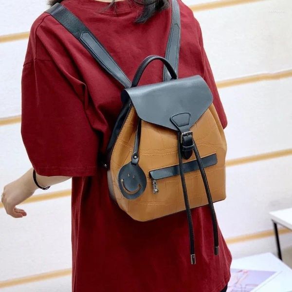 Sacos escolares mochila de couro genuíno bolsa feminina moda cor colocação grande capacidade tendência mochila atacado