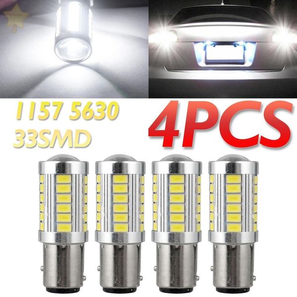 4x 1157 33SMD LED Lampadine per indicatori di direzione retromarcia di arresto del freno di coda bianche