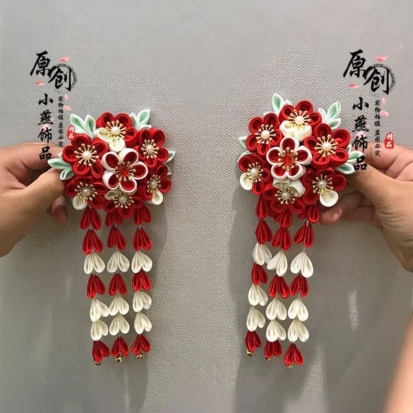 Copricapo Accessori per capelli Miglioramento Antichità Hanfu Kimono Sakura Clip Lolita Campana Nappa Forcina Tsumami zaiku Copricapo Yukata 231207