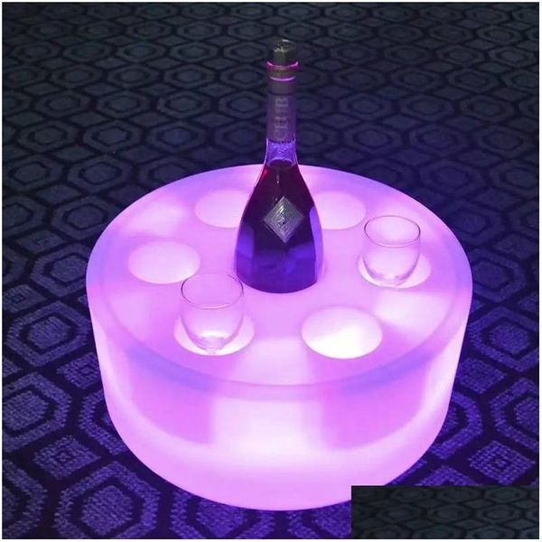 Другие товары для бара Новый перезаряжаемый светодиодный поднос на 7 чашек с подсветкой Светящийся дисплей для бутылок с ликером Изменение цвета Коктейльная вечеринка Servic Dhczi