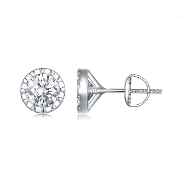 Orecchini con castone in argento sterling S925 con montatura in moissanite, diamanti da laboratorio a taglio rotondo per regalo di gioielleria raffinata da donna