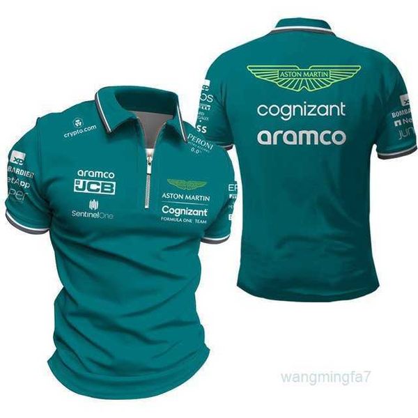 T-shirt da uomo Polo da uomo Vendita calda Aston Martin F1 Team Formula One Race Car Alonso Polo a maniche corte 8dlh