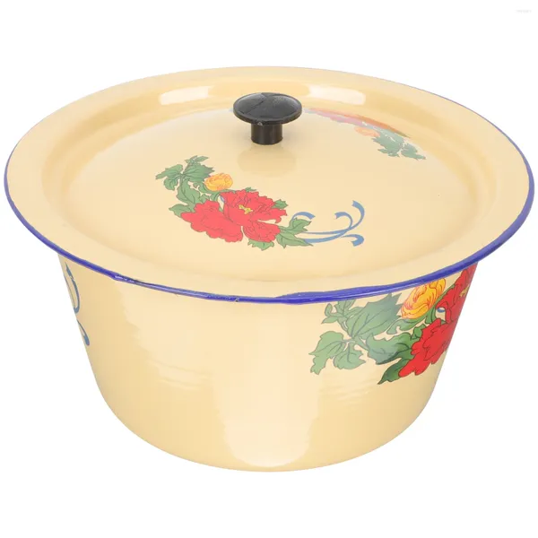 Set di stoviglie Milisten Vasca da bagno in metallo Ciotola smaltata Bacinella per pasta smaltata vintage Bacino per miscelazione Zuppa da portata Piatto smaltato