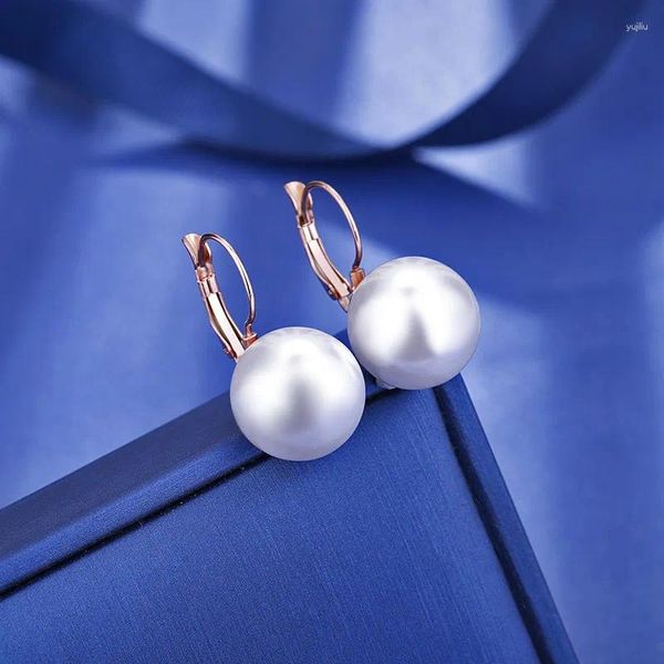 Orecchini a bottone YiKLN Trendy titanio acciaio inossidabile perla per donna ragazza ufficio stile bianco gioielli simulati YE20051